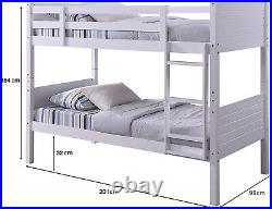 Castleton Solid Wood 3FT Single Bunk Bed in White Splits into two beds