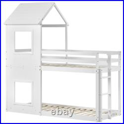 Children Treehouse Bunk Bed Wooden Frame 3FT Kids Sleeper Pinewood House Canopy