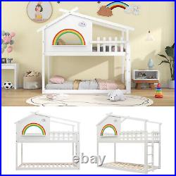 Children Wooden Bed Frame Double Bunk Beds 3ft Single Pine Wood Bed Kids White