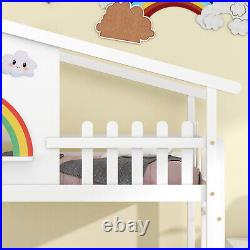 Children Wooden Bed Frame Double Bunk Beds 3ft Single Pine Wood Bed Kids White