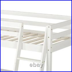 Children Wooden Single 3FT Loft Bed Frame With Desk High Sleeper Bunk Bed White