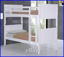 Children's 3ft Single White Wooden Shaker Bunk Bed Frame Strong Sturdy Build
