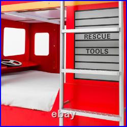 Children's Bed, Fire Engine Red Wooden Bunk Bed in 3FT with 4 Mattress Options