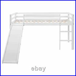 Children's Cabin Bed Frame Bunk Bed for Kids with Adjustable Ladder and Slide