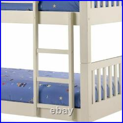 Childrens Bunk Bed, Barcelona Pine or White Wooden Bed Single 4 Mattress Options