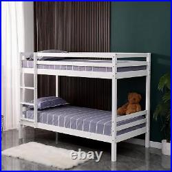 Childrens Bunk Bed White Pine Single Wooden Slats Kids Bedroom Furniture Single