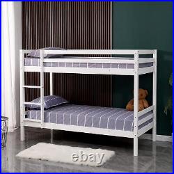 Childrens Bunk Bed White Pine Single Wooden Slats Kids Bedroom Furniture Single