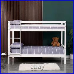 Childrens Bunk Bed White Pine Single Wooden Slats Kids Bedroom Furniture Single