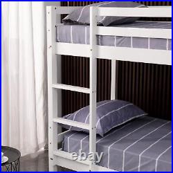 Childrens Bunk Bed White Pine Single Wooden Slats Kids Bedroom Furniture Single