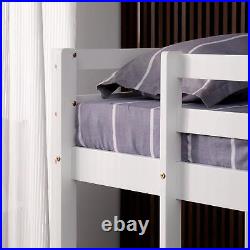 Childrens Bunk Bed White Pine Single Wooden Slats Kids Bedroom Furniture Single