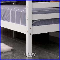 Childrens Bunk Bed White Pine Single Wooden Slats Kids Bedroom Furniture Single