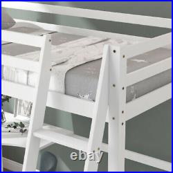 Childrens Cabin Bed Mid Sleeper Loft Bed Single Bunk Beds Kids Wooden Frame 3FT