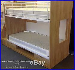 Childrens Oak Storage Bunk Bed With Stairs-Stairs Fit Left Or Right Brand New