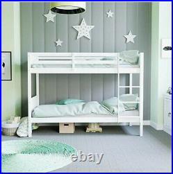 Childrens Twin Double Wooden Solid Pine White Detachable 3ft Bunk Bed
