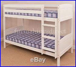 Classic 2ft6 Shorty White Bunk Bed + 2 X Mattresses Splits Into 2 Shorty Beds