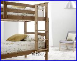 Clover Solid Wood Pine Bunk Bed 3ft Single Bedroom 2x Mattress