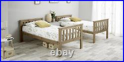 Clover Solid Wood Pine Bunk Bed 3ft Single Bedroom 2x Mattress