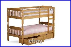 Colonial Waxed Pine Wooden Bunk Bed Frame 3ft Single