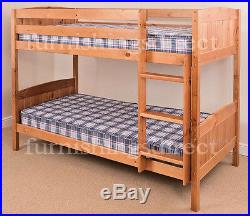 Contemporary Antique Pine Bunk Bed + 2 X Mattresses, Splits Into 2 Single Beds