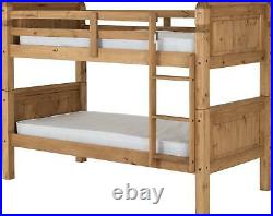 Corona 3' Bunk Bed Frame Wooden Single For Kids & Adults Distressed Wax Pine