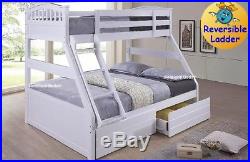 Cosmos Triple Bunk Beds WHITE or MAPLE Wooden Bunk With Drawers Double Bunks