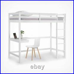 Desk Bunk Bed Single White Cabin Bed Wooden Frame Study Bunks Beds New Pine