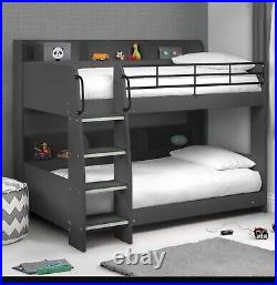 Domino Anthracite Wooden and Metal Kids Storage Bunk Bed Frame 3ft Single