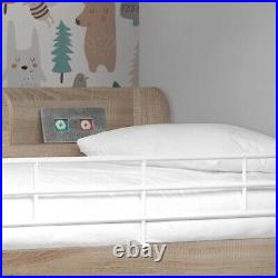 Domino Oak Wooden and Metal Kids Storage Bunk Bed Frame Single