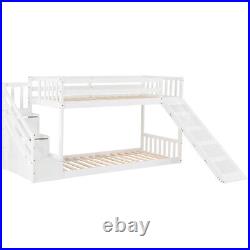 Double 3FT Single Wooden Bunk Beds Kids Sleeper with Slide and Ladder Cabin Bed