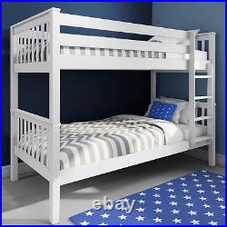 Double Bed Bunk Bed, 3Ft Wooden Bunk Beds with Ladder Twin Sleeper Kids Bunk Bed