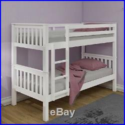 Double Bed Bunk Bed Triple 3 Pine Wood Kids White Children Bed Frame With Stairs