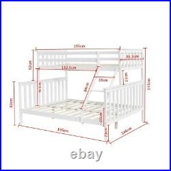 Double Bed Bunk Bed Triple Bed Frame, Pine Wood With Stairs 3 Kids Children