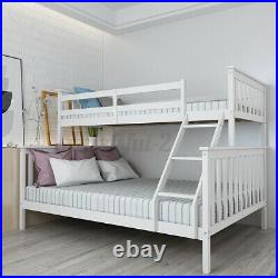 Double Bed Bunk Beds Frame Triple Pine Wood Kids Children Bed Frame With Stairs