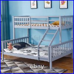 Double Bed Bunk Beds Frame Triple Pine Wood Kids Children Bed Frame With Stairs