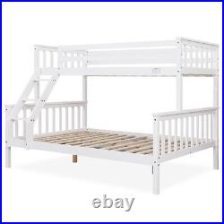 Double Bed Bunk Beds Triple Pine Wood Children Bed Frame With Stairs With Mattress