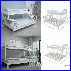 Double Bed Bunk Beds Triple Pine Wood Kids Children Bed Frame Stairs 4 Types UK