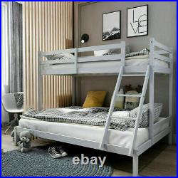 Double Bed Bunk Beds Triple Pine Wood Kids Children Bed Frame With Stairs 196cm