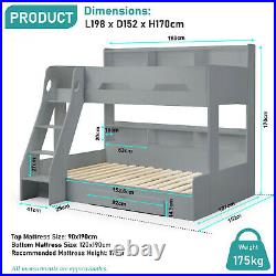 Double Bed Kids Bunk Beds Triple Childrens Sleeper Wooden Bed Frame With Storage