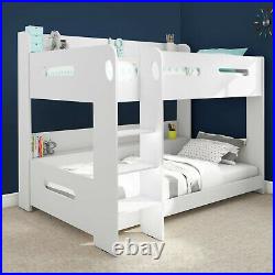 Double Bed Kids Bunk Beds White Childrens Sleeper Single 3FT Wooden Bed Frame