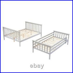 Double Bed Triple Bunk Bed Frame 3ft / 4ft6 Bed Frame Solid Wood with Stair Grey