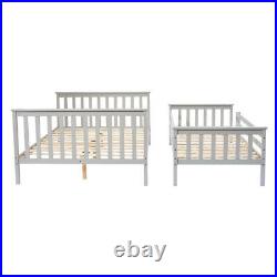 Double Bed Triple Bunk Bed Frame Solid Wood with Stair 3ft / 4ft6 Bed Frame Grey