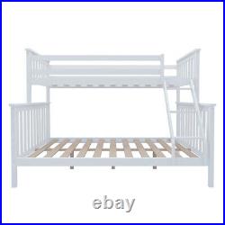 Double Bed Triple Bunk Bed Frame Split Into 2 Beds with Stairs Twins Adult Kids UK