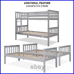 Double Bunk Bed 3FT Single Bed For Kids Children Solid Wooden Frame With Stairs
