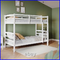 Double Bunk Bed 3ft Solid Pine Wood Single Kids Children Sleeper White Bed Frame