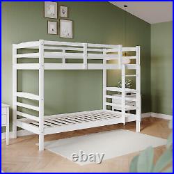 Double Bunk Bed 3ft Solid Pine Wood Single Kids Children Sleeper White Bed Frame