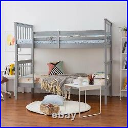 Double Bunk Bed For Kids Children 3FT Single Solid Wooden Bed Frame Grey