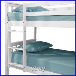 Double Bunk Bed For Kids Children 3FT Single Solid Wooden Bed Frame With Stairs