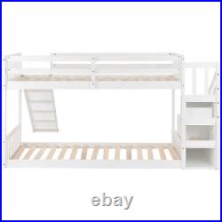 Double Bunk Beds 3FT Single Pine Wooden Bed Kids Sleeper with Slide and Ladder