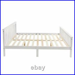 Double/Single Bed Bunk Bed Triple Stairs Solid Pine Kids Children White/Grey Bed