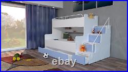 Double Triple Bunk Bed Storage For Modern Bedroom Boy Girl Youth Kids Mattresses